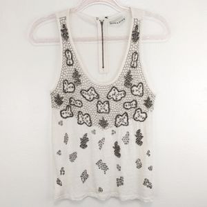 Alice+Olivia Beaded 100% Linen Top